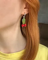 Серьги «Вишня» — серьги ручной работы из бусин, фото 2