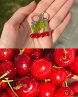 Серьги «Вишня» — серьги ручной работы из бусин, фото 3