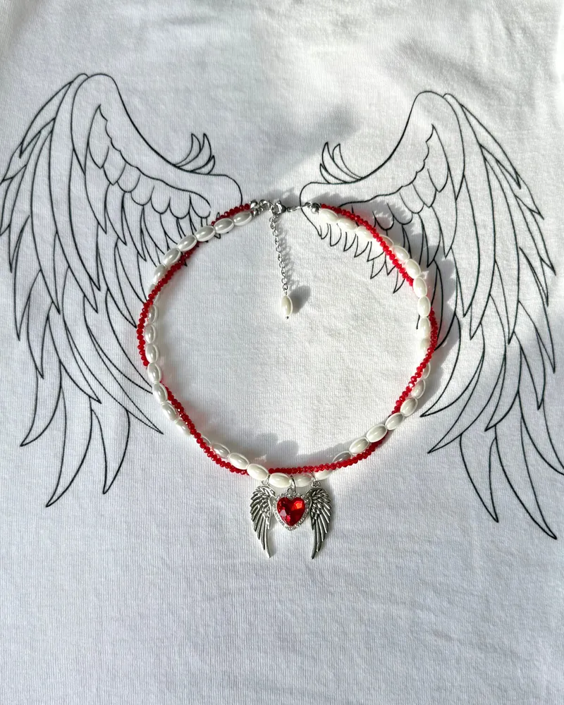 Колье «Cupid’s heart» — колье ручной работы из бусин, фото 4