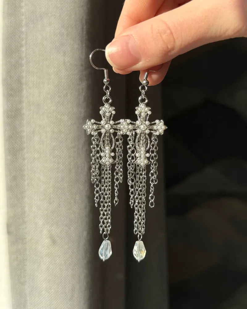 Серьги «Southern goth» — серьги ручной работы из бусин, фото 2
