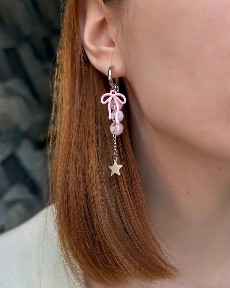 Серьги «Pink magic» — серьги ручной работы из бусин, фото 3